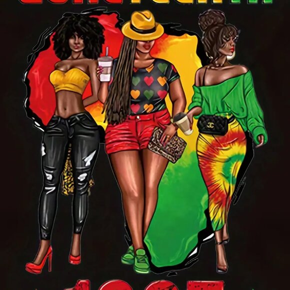 Plus Size Juneteenth 1865 Print T-shirt, Casual Short Sleeve Crew Neck Top - Picture 2 of 3